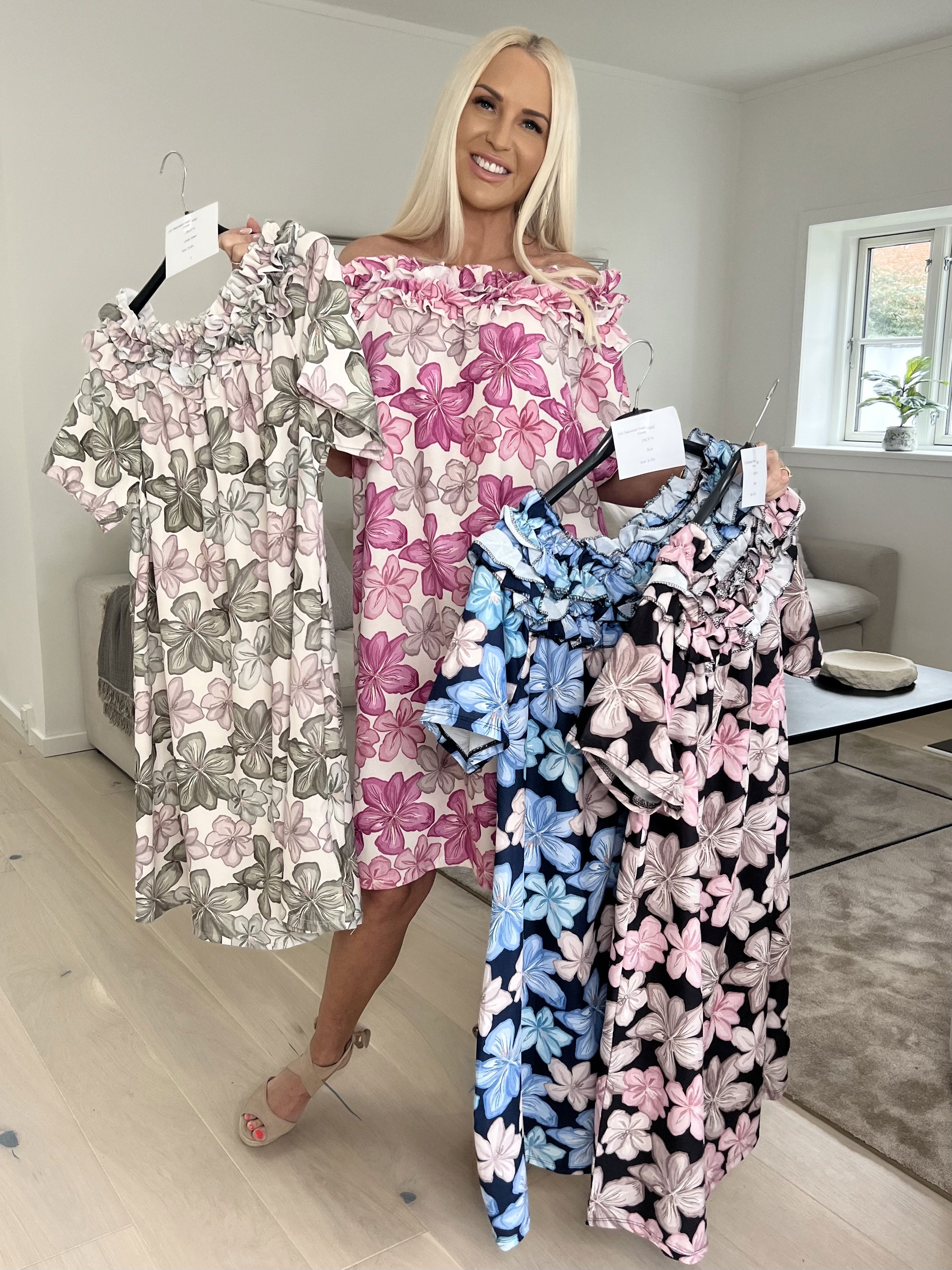 Chili Sleeveless Dress Flower - Blomstret kjole med flæser